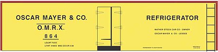 Tichy Trains 10251 HO Scale Railroad Decal Set -- Oscar Mayer 40' Steel Reefer (yellow)