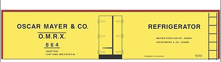 Tichy Trains 10251N N Scale Railroad Decal Set -- Oscar Mayer 40' Steel Reefer (yellow)