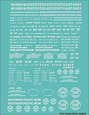 Tichy Trains 10252 HO Scale Railroad Decal Set -- Southern Pacific Maintenance-of-Way Work Cars