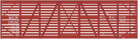 Tichy Trains 10257 HO Scale Railroad Decal Set -- Milwaukee Road 40' Wood Stock Car