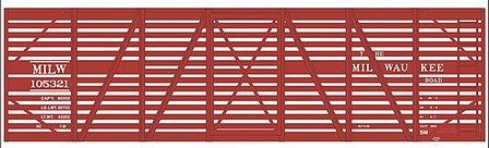 Tichy Trains 10257N N Scale Railroad Decal Set -- Milwaukee Road 40' Wood Stock Car
