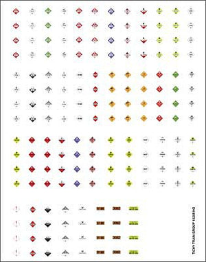 Tichy Trains 10259 HO Scale Railroad Decal Set -- Hazardous Materials Placards pkg(170)