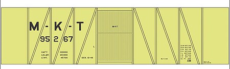 Tichy Trains 10260N N Scale Railroad Decal Set -- Missouri-Kansas-Texas Single-Sheathed Wood Boxcar (yellow car)