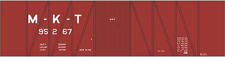 Tichy Trains 10261 HO Scale Railroad Decal Set -- Missouri-Kansas-Texas Single-Sheathed Wood Boxcar (Boxcar Red Car)