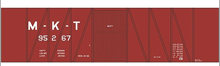 Tichy Trains 10261N N Scale Railroad Decal Set -- Missouri-Kansas-Texas Single-Sheathed Wood Boxcar (Boxcar Red Car)