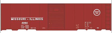 Tichy Trains 10262N N Scale Railroad Decal Set -- Missouri-Illinois MP 40' Steel Boxcar (Boxcar Red Car)