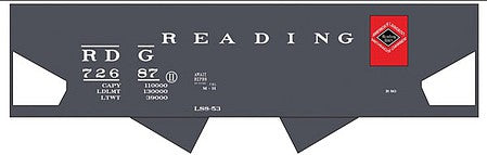 Tichy Trains 10275N N Scale Railroad Decal Set -- Reading USRA 2-Bay Hopper (Red Anthracite Logo)