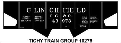 Tichy Trains 10276N N Scale Railroad Decal Set -- Clinchfield CC&O USRA 2-Bay Hopper (black car)