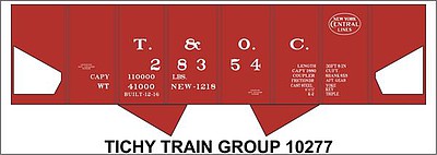Tichy Trains 10277 HO Scale Railroad Decal Set -- Toledo and Ohio Central NYC USRA 2-Bay Hopper (Boxcar Red Car)