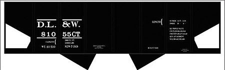 Tichy Trains 10278N N Scale Railroad Decal Set -- Delaware, Lackawanna & Western USRA 2-Bay Hopper (black car)