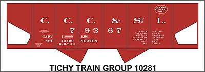 Tichy Trains 10281 HO Scale Railroad Decal Set -- Big Four CCC&StL NYC USRA 2-Bay Hopper (Boxcar Red Car)