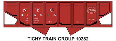 Tichy Trains 10282N N Scale Railroad Decal Set -- New York Central USRA 2-Bay Panel-Side Hopper (Boxcar Red Car)