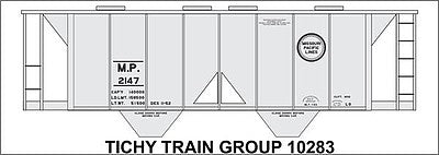 Tichy Trains 10283N N Scale Railroad Decal Set -- Missouri Pacific 2-Bay Covered Hopper (gray Car)