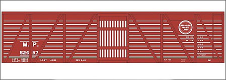 Tichy Trains 10284O O Scale Railroad Decal Set -- Missouri Pacific 40' Wood Stock Car (Boxcar Red Car)