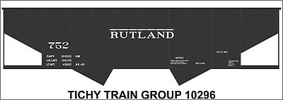 Tichy Trains 10296 HO Scale Railroad Decal Set -- Rutland 2-Bay Steel Hopper (black car)