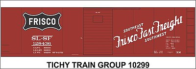 Tichy Trains 10299N N Scale Railroad Decal Set -- St. Louis-San Francisco 40' Steel Boxcar (Boxcar Red, Frisco Fast Freight)
