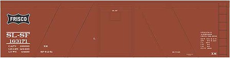 Tichy Trains 10300 HO Scale Railroad Decal Set -- St. Louis-San Francisco 40' Single-Sheathed Boxcar (Boxcar Red, Frisco Logo)