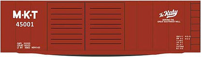 Tichy Trains 10307 HO Scale Railroad Decal Set -- Missouri-Kansas-Texas 40' Double-Door Steel Boxcar (Katy Logo)