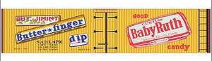 Tichy Trains 10311 HO Scale Railroad Decal Set -- NADX Wood Reefer (Butterfinger and Baby Ruth Candy Billboard Logos)
