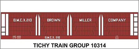 Tichy Trains 10314 HO Scale Railroad Decal Set -- Brown Miller Co. 1921 4-Vat Wood Pickle Car
