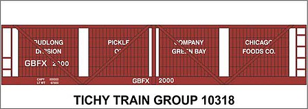 Tichy Trains 10318N N Scale Railroad Decal Set -- Budlong Pickle Co. 1922 4-Vat Wood Pickle Car