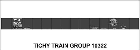 Tichy Trains 10322 HO Scale Railroad Decal Set -- Western Maryland 1939 52' Steel Gondola with Straight Sill