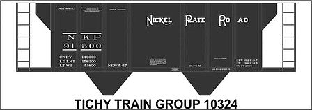 Tichy Trains 10324N N Scale Railroad Decal Set -- Nickel Plate Road 2-Bay Covered Hopper