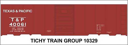 Tichy Trains 10329 HO Scale Railroad Decal Set -- Texas & Pacific 40' Steel Boxcar