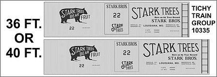 Tichy Trains 10335N N Scale Railroad Decal Set -- Stark Trees 36' or 40' Single-Sheathed Wood Boxcar (Bear Logo)