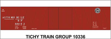 Tichy Trains 10336 HO Scale Railroad Decal Set -- Southern Pacific 50' 1-1/2-Door Wood Boxcar (Automobile Service, Lines Logo)