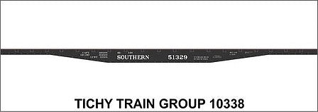 Tichy Trains 10338 HO Scale Railroad Decal Set -- Southern Railway 53'6" Steel Flatcar (black car)