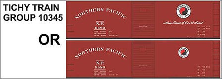 Tichy Trains 10345N N Scale Railroad Decal Set -- Northern Pacific 40' Double-Sheathed Wood Boxcar