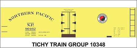 Tichy Trains 10348 HO Scale Railroad Decal Set -- Northern Pacific 40' Wood Reefer (yellow car)