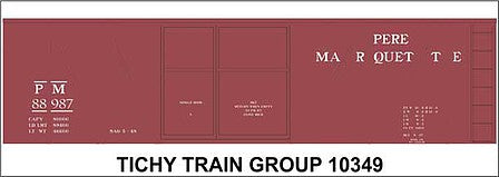 Tichy Trains 10349 HO Scale Railroad Decal Set -- Pere Marquette 40' Single-Sheathed Wood 1-1/2-Door Boxcar