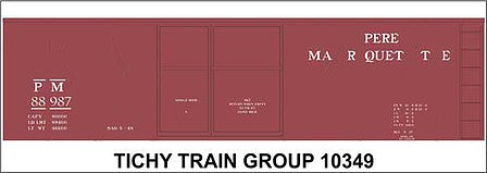 Tichy Trains 10349N N Scale Railroad Decal Set -- Pere Marquette 40' Single-Sheathed Wood 1-1/2-Door Boxcar