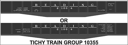 Tichy Trains 10355N N Scale Railroad Decal Set -- Reading 46' Steel Gondola (black car, underlined lettering)