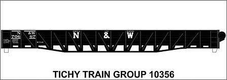 Tichy Trains 10356N N Scale Railroad Decal Set -- Norfolk & Western 53' War Emergency Composite Gondola (black car, block N&W)