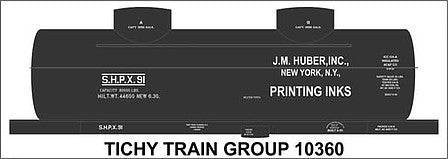 Tichy Trains 10360 HO Scale Railroad Decal Set -- J M Huber 2-Dome Tank Car (Printing Ink Service)