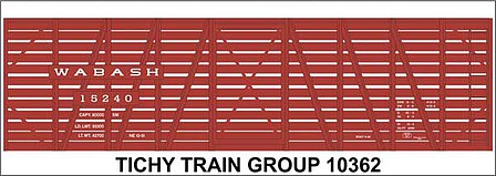 Tichy Trains 10362N N Scale Railroad Decal Set -- Wabash 40' Wood Stock Car