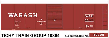 Tichy Trains 10364N N Scale Railroad Decal Set -- Wabash 40' Steel Boxcar