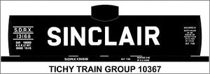 Tichy Trains 10367 HO Scale Railroad Decal Set -- Sinclair 8,000-Gallon Tank Car (black car, Billbaord Lettering)