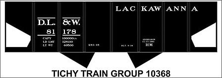 Tichy Trains 10368N N Scale Railroad Decal Set -- Delaware, Lackawanna & Western 2-Bay Steel Hopper