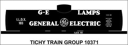 Tichy Trains 10371 HO Scale Railroad Decal Set -- General Electric GE Lamps Tank Car (black car)