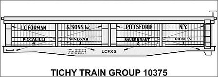 Tichy Trains 10375N N Scale Railroad Decal Set -- LC Forman & Sons 4-Vat Pickle Car