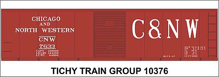 Tichy Trains 10376 HO Scale Railroad Decal Set -- Chicago & North Western 40' Boxcar (Boxcar Red Car, Large C&NW)
