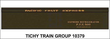 Tichy Trains 10379N N Scale Railroad Decal Set -- Pacific Fruit Express Wood Express Reefer (green car)