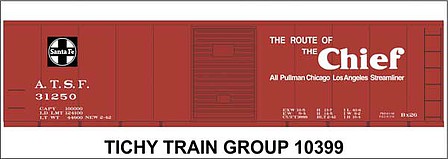 Tichy Trains 10399N N Scale Railroad Decal Set -- Santa Fe 40' Steel Boxcar (Boxcar Red Car, The Chief, Square Logo)