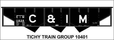 Tichy Trains 10401N N Scale Railroad Decal Set -- Chicago & Illinois Midland 3-Bay Steel Hopper