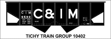 Tichy Trains 10402N N Scale Railroad Decal Set -- Chicago & Illinois Midland 2-Bay Steel Hopper