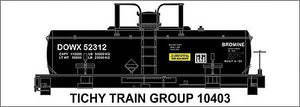 Tichy Trains 10403 HO Scale Railroad Decal Set -- Dow Chemical Bromine Tank Car